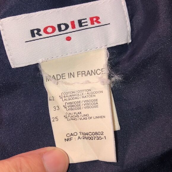 Made in France 🇫🇷 Rodier Cotton Skirt Suit Double Button Leaf Toile Pattern - Picture 12 of 17